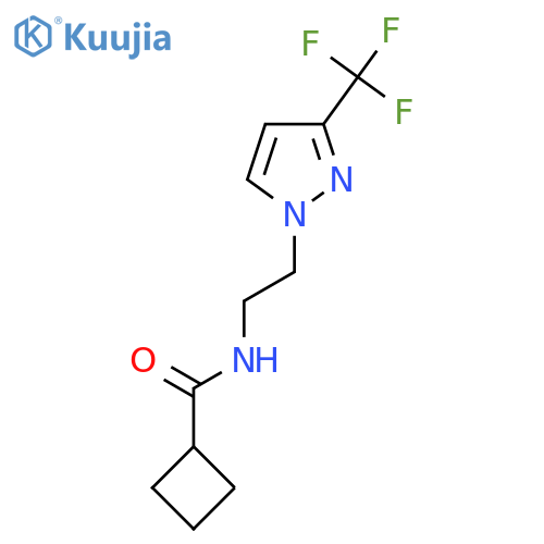 N-{2-[3-(trifluoromethyl)-1H-pyrazol-1-yl]ethyl}cyclobutanecarboxamide structure