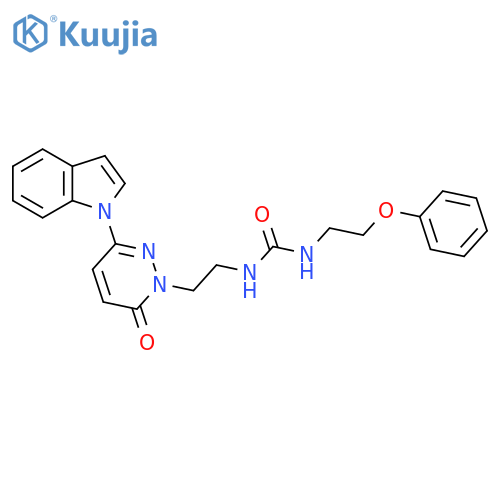 3-{2-3-(1H-indol-1-yl)-6-oxo-1,6-dihydropyridazin-1-ylethyl}-1-(2-phenoxyethyl)urea structure