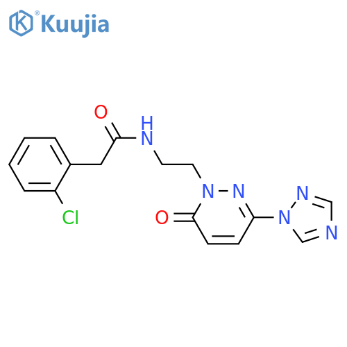2-(2-chlorophenyl)-N-{2-6-oxo-3-(1H-1,2,4-triazol-1-yl)-1,6-dihydropyridazin-1-ylethyl}acetamide structure