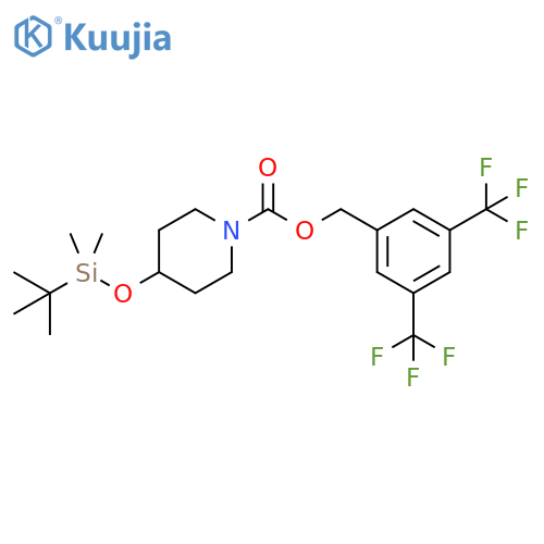 1-Piperidinecarboxylic acid, 4-[[(1,1-dimethylethyl)dimethylsilyl]oxy]-, [3,5-bis(trifluoromethyl)phenyl]methyl ester structure