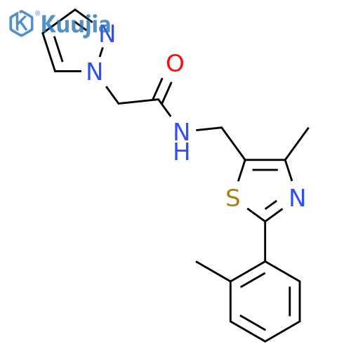N-{4-methyl-2-(2-methylphenyl)-1,3-thiazol-5-ylmethyl}-2-(1H-pyrazol-1-yl)acetamide structure