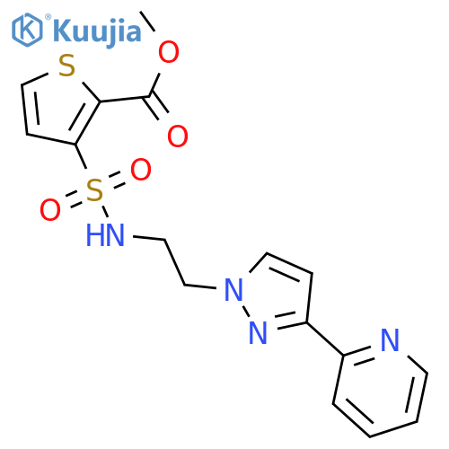 methyl 3-({2-3-(pyridin-2-yl)-1H-pyrazol-1-ylethyl}sulfamoyl)thiophene-2-carboxylate structure