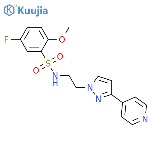5-fluoro-2-methoxy-N-{2-3-(pyridin-4-yl)-1H-pyrazol-1-ylethyl}benzene-1-sulfonamide structure