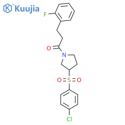 1-[3-(4-chlorobenzenesulfonyl)pyrrolidin-1-yl]-3-(2-fluorophenyl)propan-1-one structure