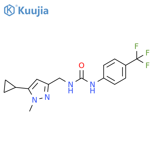 3-(5-cyclopropyl-1-methyl-1H-pyrazol-3-yl)methyl-1-4-(trifluoromethyl)phenylurea structure