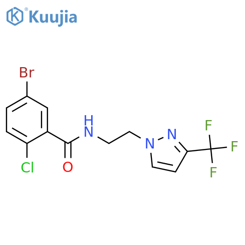 5-bromo-2-chloro-N-{2-3-(trifluoromethyl)-1H-pyrazol-1-ylethyl}benzamide structure