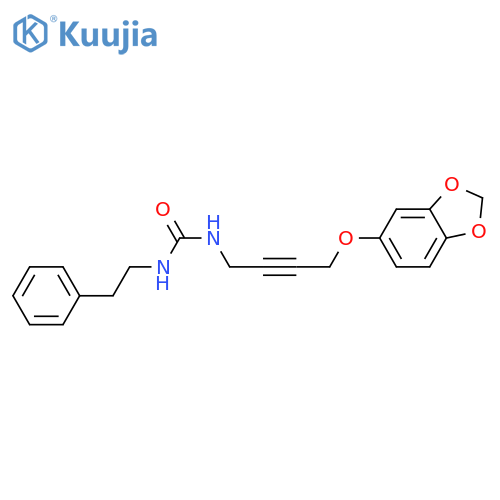 3-4-(2H-1,3-benzodioxol-5-yloxy)but-2-yn-1-yl-1-(2-phenylethyl)urea structure