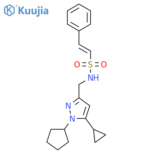 (E)-N-(1-cyclopentyl-5-cyclopropyl-1H-pyrazol-3-yl)methyl-2-phenylethene-1-sulfonamide structure