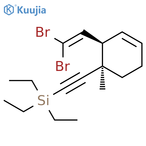 Cyclohexene, 3-(2,2-dibromoethenyl)-4-methyl-4-[2-(triethylsilyl)ethynyl]-, (3R,4R)- structure