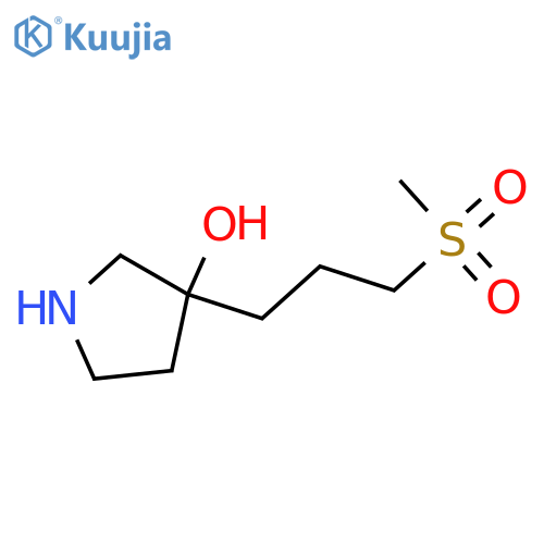 3-(3-methanesulfonylpropyl)pyrrolidin-3-ol structure