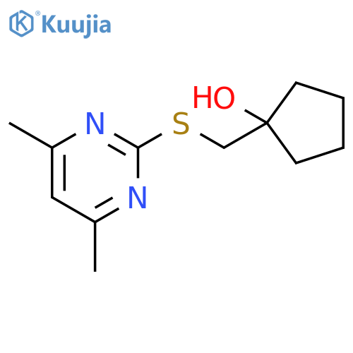 1-{[(4,6-dimethylpyrimidin-2-yl)sulfanyl]methyl}cyclopentan-1-ol structure