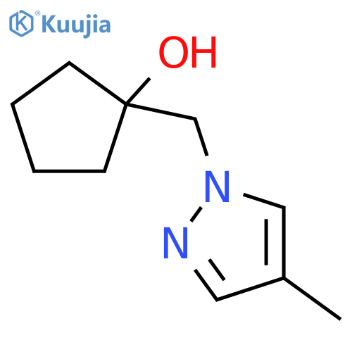 1-[(4-methyl-1H-pyrazol-1-yl)methyl]cyclopentan-1-ol structure
