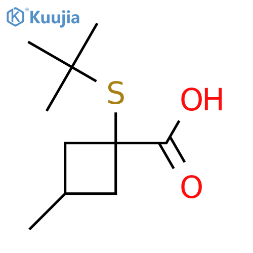 1-(tert-Butylsulfanyl)-3-methylcyclobutane-1-carboxylic acid structure