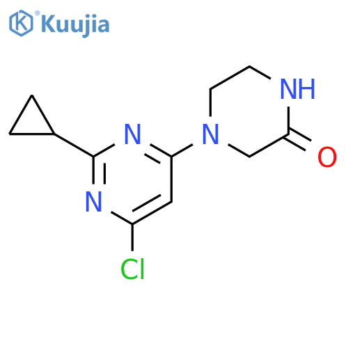 4-(6-chloro-2-cyclopropylpyrimidin-4-yl)piperazin-2-one structure