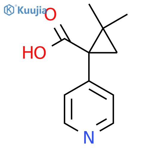 2,2-dimethyl-1-(pyridin-4-yl)cyclopropane-1-carboxylic acid structure