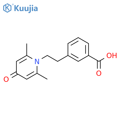 3-2-(2,6-dimethyl-4-oxo-1,4-dihydropyridin-1-yl)ethylbenzoic acid structure
