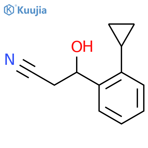 3-(2-cyclopropylphenyl)-3-hydroxypropanenitrile structure