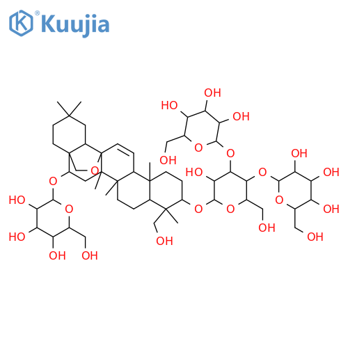 b-D-Galactopyranoside, (3b,4a,16b)-13,28-epoxy-16-(b-D-glucopyranosyloxy)-23-hydroxyolean-11-en-3-yl O-b-D-glucopyranosyl-(1&reg;2)-O-[b-D-glucopyranosyl-(1&reg;3)]-6-deoxy- (9CI) structure