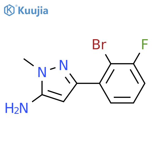 3-(2-bromo-3-fluorophenyl)-1-methyl-1H-pyrazol-5-amine structure