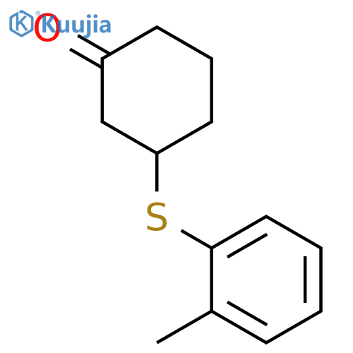 Cyclohexanone, 3-[(2-methylphenyl)thio]-, (±)- structure