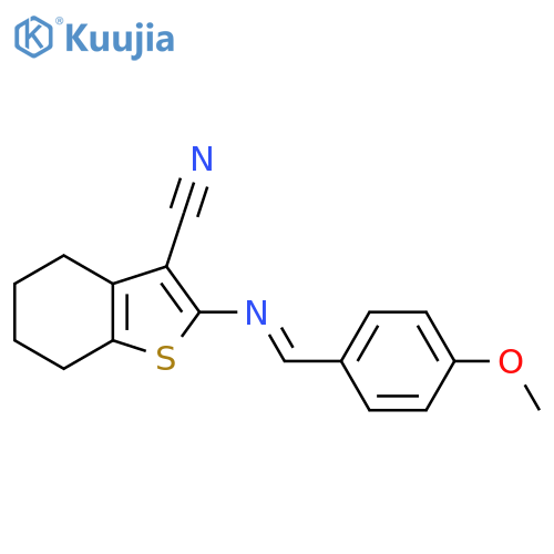 2-[(E)-[(4-methoxyphenyl)methylidene]amino]-4,5,6,7-tetrahydro-1-benzothiophene-3-carbonitrile structure