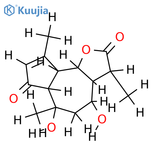 (1alpha,5alpha,6alpha,8alpha,11alpha)-form-8,10-Dihydroxy-2-oxo-3-guaien-12,6-olide structure
