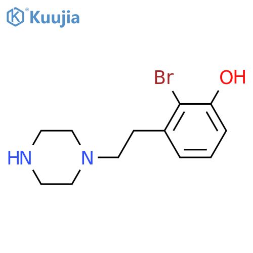 2-bromo-3-2-(piperazin-1-yl)ethylphenol structure