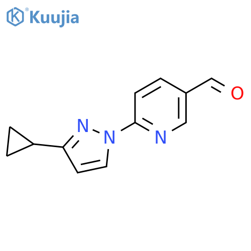 6-(3-cyclopropyl-1H-pyrazol-1-yl)pyridine-3-carbaldehyde structure