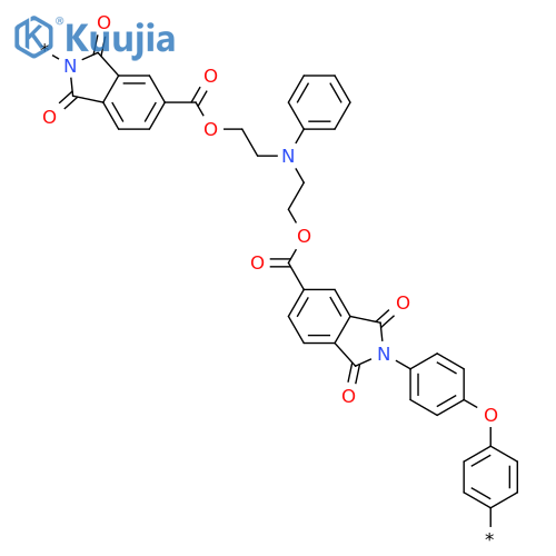 Poly[(1,3-dihydro-1,3-dioxo-2H-isoindole-2,5-diyl)carbonyloxy-1,2-ethanediyl(phenylimino)-1,2-ethanediyloxycarbonyl(1,3-dihydro-1,3-dioxo-2H-isoindole-5,2-diyl)-1,4-phenyleneoxy-1,4-phenylene] structure