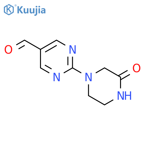 5-Pyrimidinecarboxaldehyde, 2-(3-oxo-1-piperazinyl)- structure