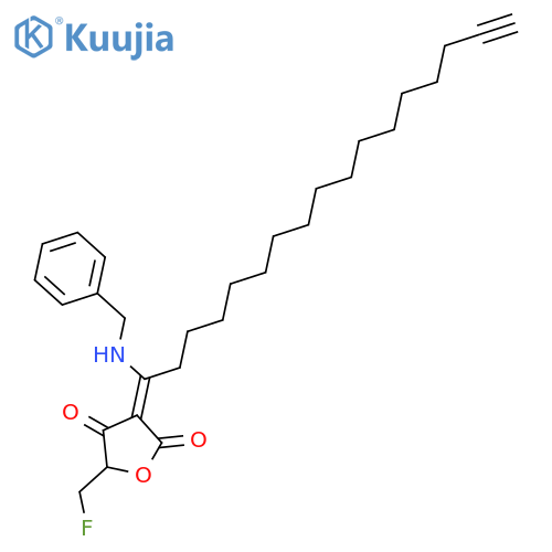 2,4(3H,5H)-Furandione, 5-(fluoromethyl)-3-[1-[(phenylmethyl)amino]-16-heptadecyn-1-ylidene]- structure