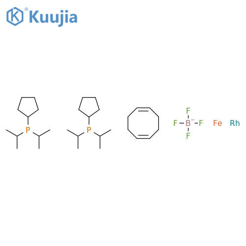 Rhodium(1+),[1,1'-bis[bis(1-methylethyl)phosphino-kP]ferrocene][(1,2,5,6-h)-1,5-cyclooctadiene]- (9CI) structure