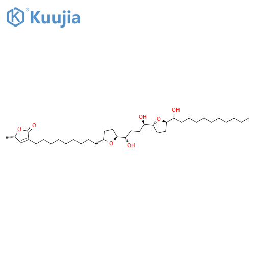 2(5H)-Furanone, 3-[9-[(2R,5S)-5-[(1S,4R)-1,4-dihydroxy-4-[(2R,5R)-tetrahydro-5-[(1R)-1-hydroxyundecyl]-2-furanyl]butyl]tetrahydro-2-furanyl]nonyl]-5-methyl-, (5S)- structure