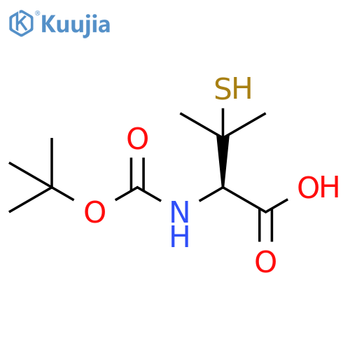 2-{(tert-butoxy)carbonylamino}-3-methyl-3-sulfanylbutanoic acid structure