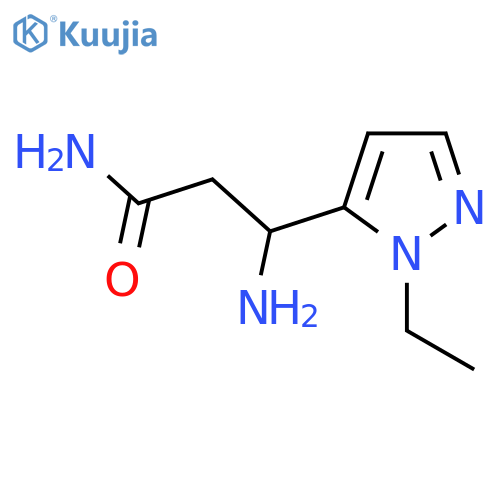 3-amino-3-(1-ethyl-1H-pyrazol-5-yl)propanamide structure