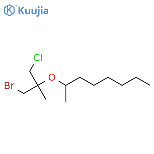 2-(1-bromo-3-chloro-2-methylpropan-2-yl)oxyoctane structure