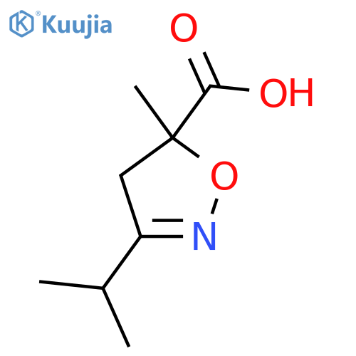 5-methyl-3-(propan-2-yl)-4,5-dihydro-1,2-oxazole-5-carboxylic acid structure
