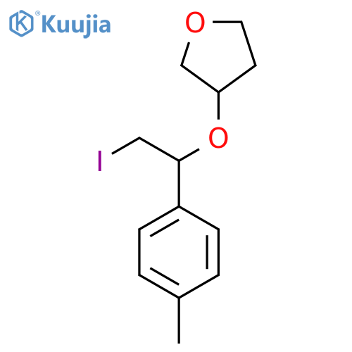 3-2-iodo-1-(4-methylphenyl)ethoxyoxolane structure
