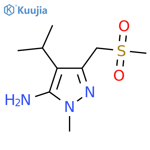 3-(methanesulfonylmethyl)-1-methyl-4-(propan-2-yl)-1H-pyrazol-5-amine structure