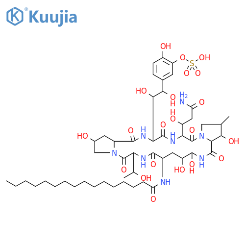 Proline,4,5-dihydroxy-N2-(1-oxohexadecyl)ornithylthreonyl-4-hydroxyprolyl-4-hydroxy-4-[4-hydroxy-3-(sulfooxy)phenyl]threonyl-3-hydroxyglutaminyl-3-hydroxy-4-methyl-,(6&reg;1)-lactam structure