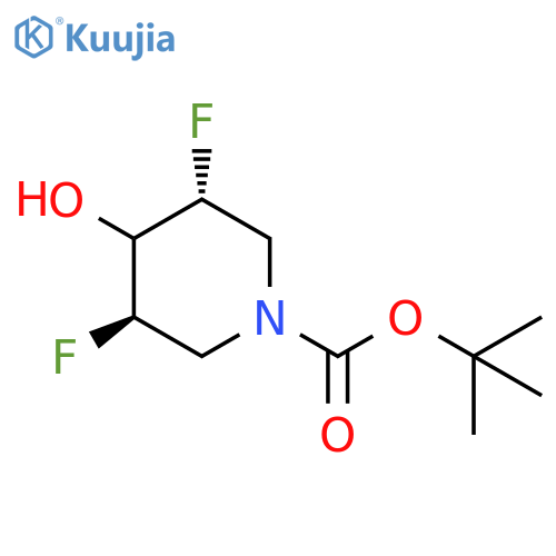 1-Piperidinecarboxylic acid, 3,5-difluoro-4-hydroxy-, 1,1-dimethylethyl ester, (3R,5R)-rel- structure