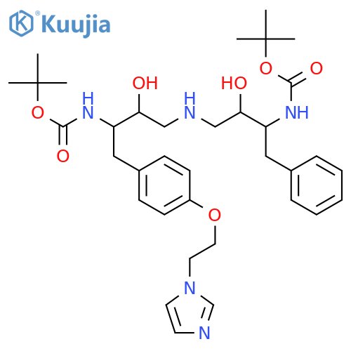 12-Oxa-2,6,10-triazatetradecanoicacid,4,8-dihydroxy-3-[[4-[2-(1H-imidazol-1-yl)ethoxy]phenyl]methyl]-13,13-dimethyl-11-oxo-9-(phenylmethyl)-,1,1-dimethylethyl ester, (3S,4R,8R,9S)- (9CI) structure