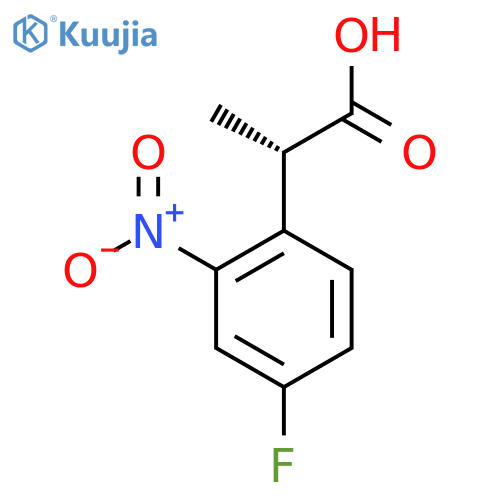 (2S)-2-(4-fluoro-2-nitrophenyl)propanoic acid structure