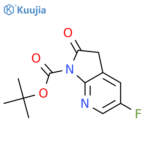 tert-butyl 5-fluoro-2-oxo-1H,2H,3H-pyrrolo[2,3-b]pyridine-1-carboxylate structure