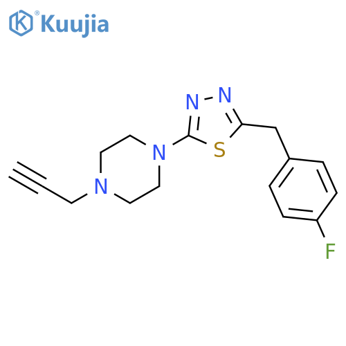 1-[5-[(4-Fluorophenyl)methyl]-1,3,4-thiadiazol-2-yl]-4-(2-propyn-1-yl)piperazine structure