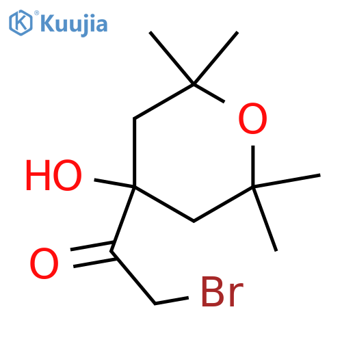 2-bromo-1-(4-hydroxy-2,2,6,6-tetramethyloxan-4-yl)ethan-1-one structure