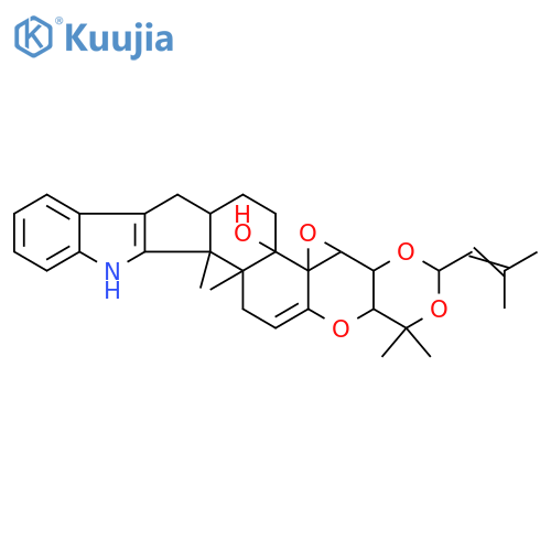 5bH-[1,3]Dioxino[5'',4'':2',3']oxireno[4',4'a][1]benzopyrano[5',6':6,7]indeno[1,2-b]indol-5b-ol,1,4a,4b,6,7,7a,8,13,13b,13c,14,16a-dodecahydro-1,1,13b,13c-tetramethyl-3-(2-methyl-1-propenyl)-,(3S,4aR,4bR,5aS,5bS,7aS,13bS,13cR,16aS)- (9CI) structure