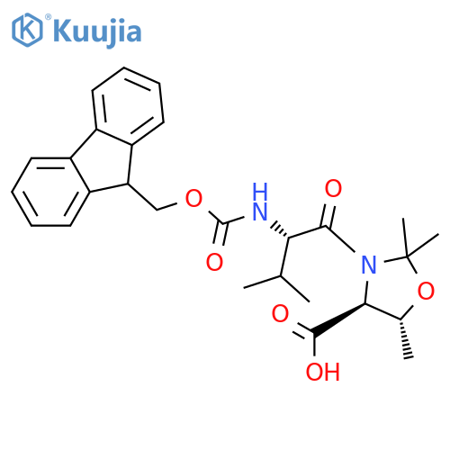 4-Oxazolidinecarboxylicacid,3-[(2S)-2-[[(9H-fluoren-9-ylmethoxy)carbonyl]amino]-3-methyl-1-oxobutyl]-2,2,5-trimethyl-,(4S,5R)- structure