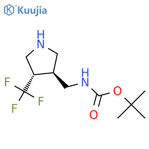 tert-butyl N-{[trans-4-(trifluoromethyl)pyrrolidin-3-yl]methyl}carbamate structure