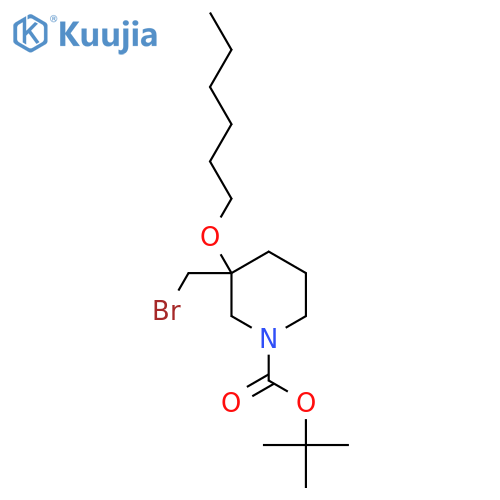 tert-butyl 3-(bromomethyl)-3-(hexyloxy)piperidine-1-carboxylate structure